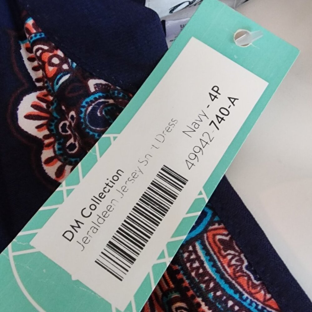 DM Collection Dress Womens Size 4P 4 Petite Jeraldine Jersey Stitch Fix Blue New - Picture 6 of 7
